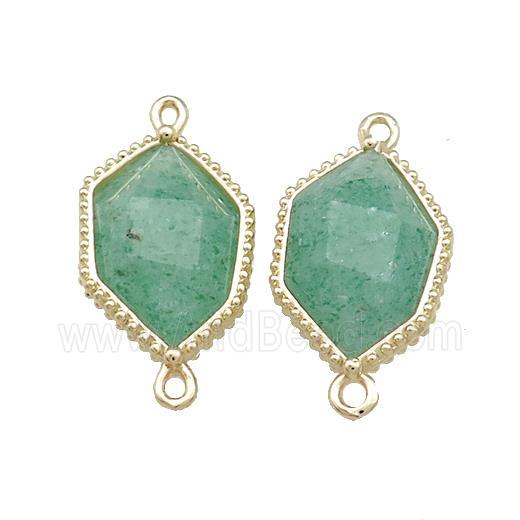 Green Strawberry Quartz Prism Connector Gold Plated