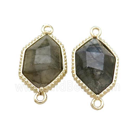 Labradorite Prism Connector Gold Plated