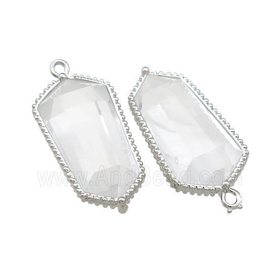 Clear Quartz Prism Pendant Platinum Plated