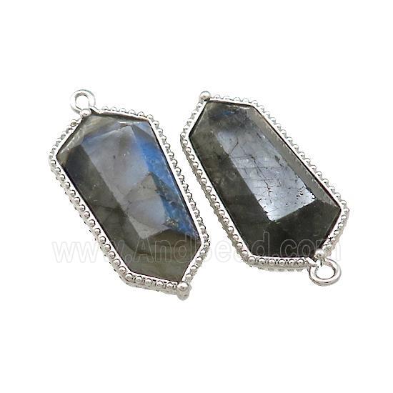 Labradorite Prism Pendant Platinum Plated
