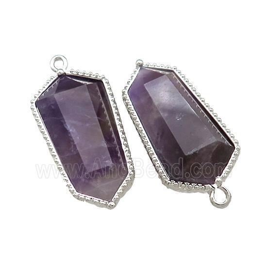 Purple Amethyst Prism Pendant Platinum Plated