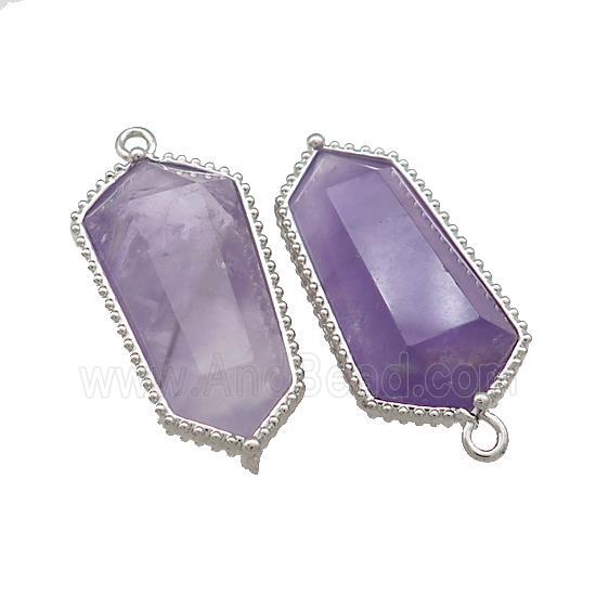 Amethyst Prism Pendant Platinum Plated