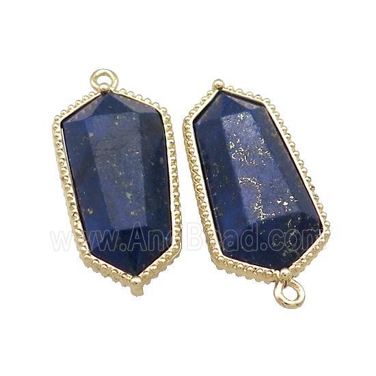 Natural Blue Lapis Lazuli Prism Pendant Gold Plated