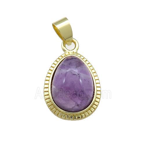 Purple Amethyst Teardrop Pendant Gold Plated