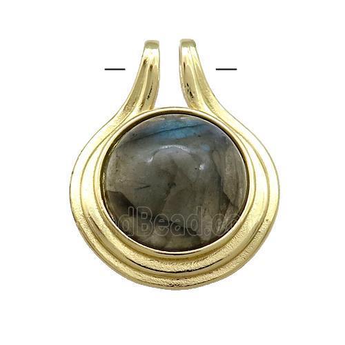Labradorite Pendant Half Round Circle Gold Plated