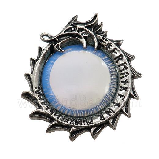 Alloy Dragon Charms Pendant Pave Opalite Antique Silver