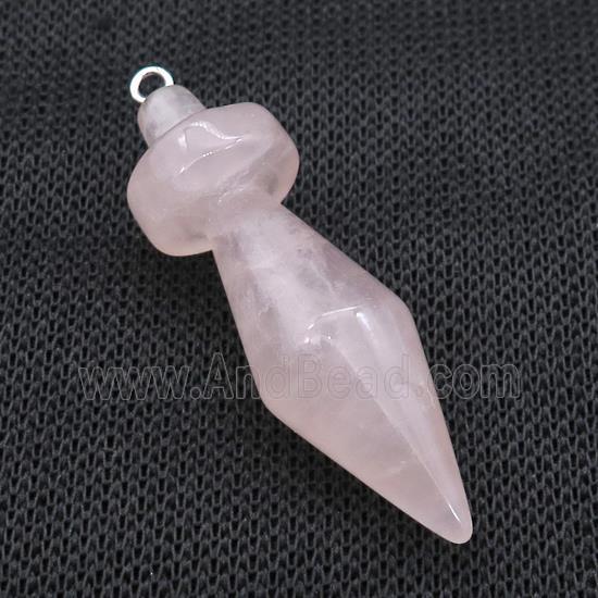 Natural Pink Rose Quartz Pendulum Pendant