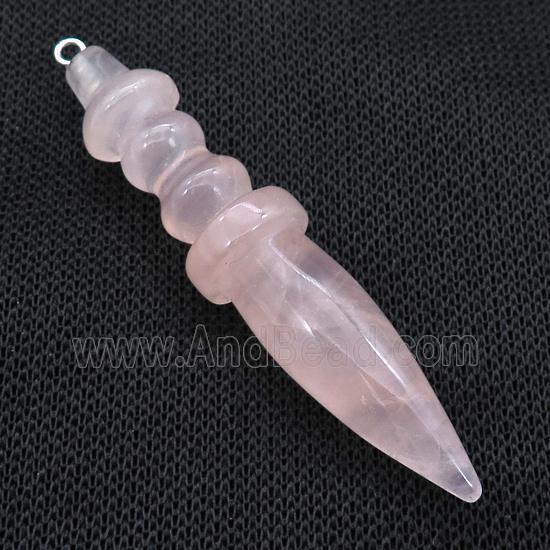 Natural Pink Rose Quartz Pendulum Pendant