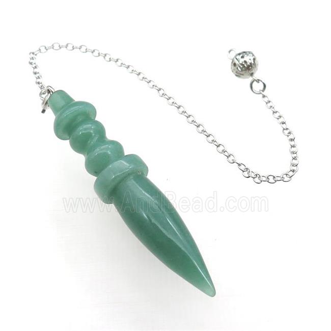 Green Aventurine Pendulum Pendant With Alloy Chain Platinum Plated