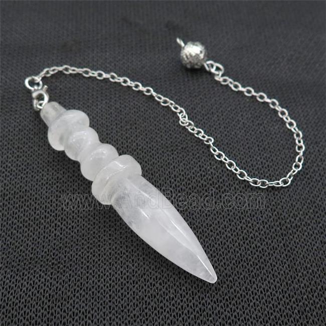 Clear Quartz Pendulum Pendant With Alloy Chain Platinum Plated