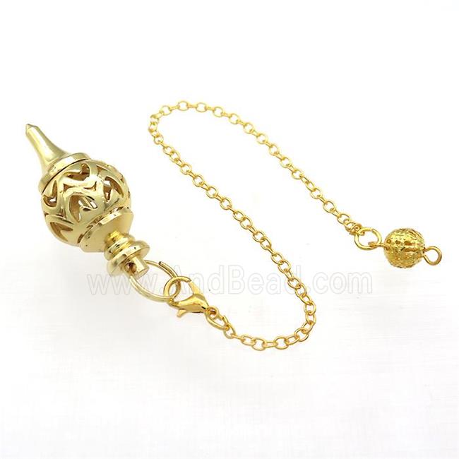 Alloy Pendulum Pendant With Chain Hollow Gold Plated