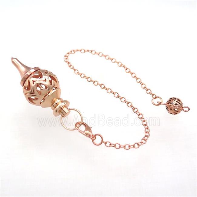 Alloy Pendulum Pendant With Chain Hollow Rose Gold