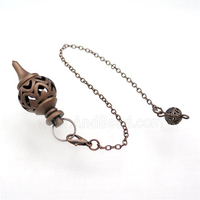 Alloy Pendulum Pendant With Chain Hollow Antique Red