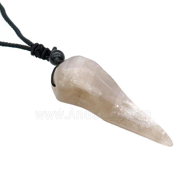 Moonstone Crow Skull Necklace Birds Black Nylon Rope Cord