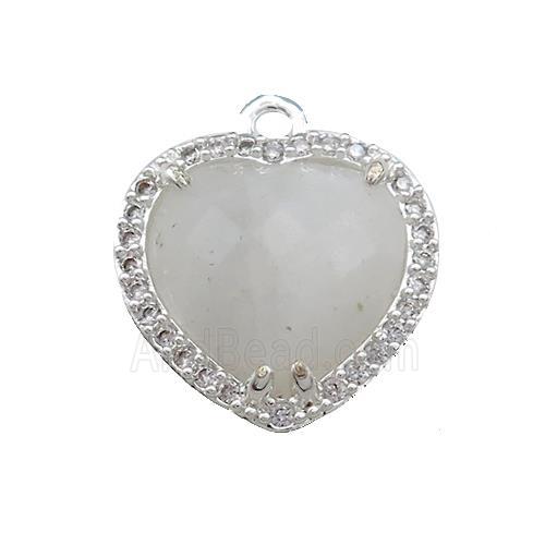 Clear Quartz Heart Pendant Pave Zircon Platinum Plated