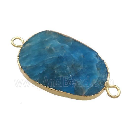 Blue Apatite Oval Connector Pointed Gold Plated