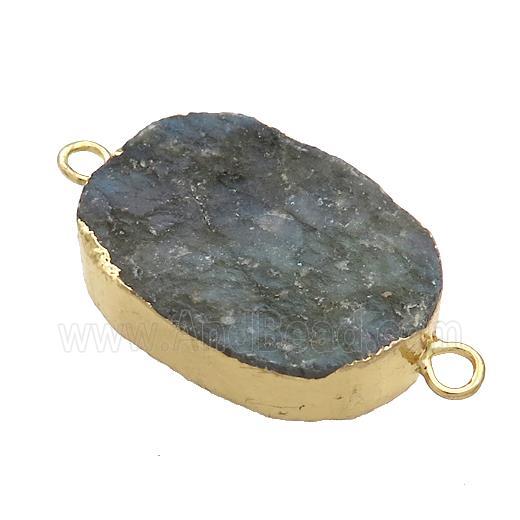 Apatite Oval Connector Rough Gold Plated