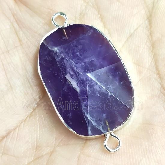 Purple Amethyst Connector Freeform Pointed Silver Plated
