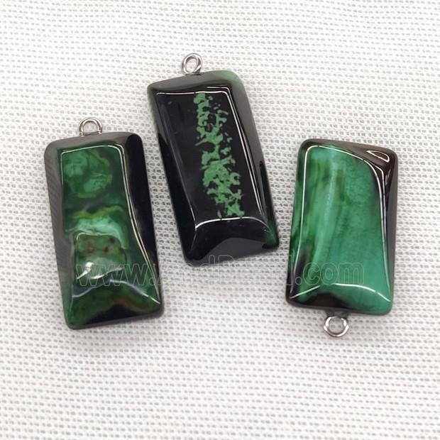 Natural Agate Rectangle Pendant Green Dye