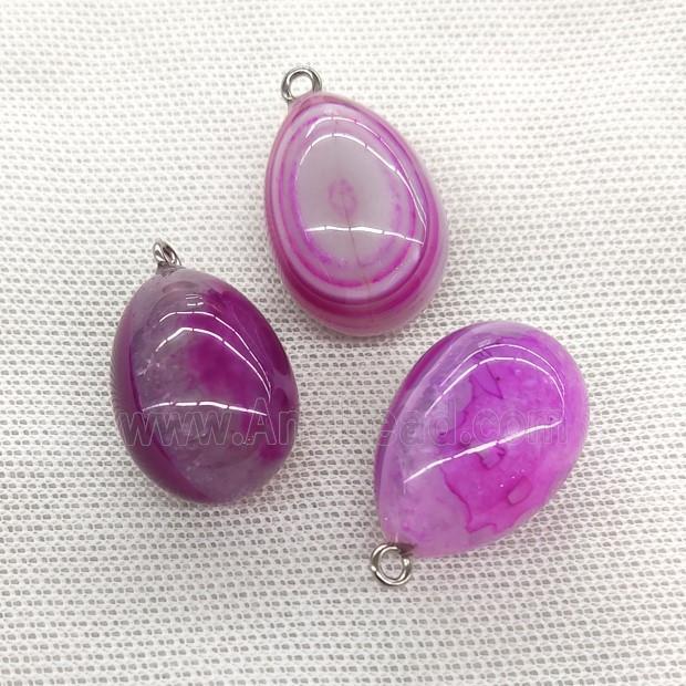 Natural Agate Druzy Egg Pendant Hotpink Dye