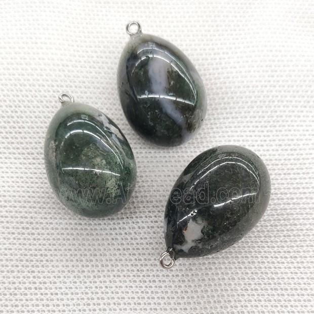 Natural Moss Agate Egg Pendant Green