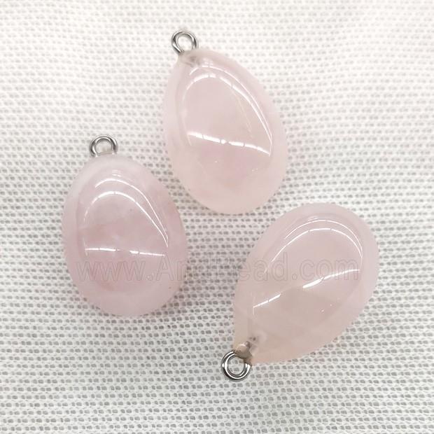 Natural Rose Quartz Egg Pendant Pink