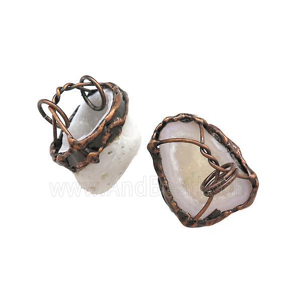 Natural Agate Druzy Geode Pendant Freeform Antique Red