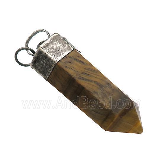 Natural Tiger Eye Stone Bullet Pendant Antique Black