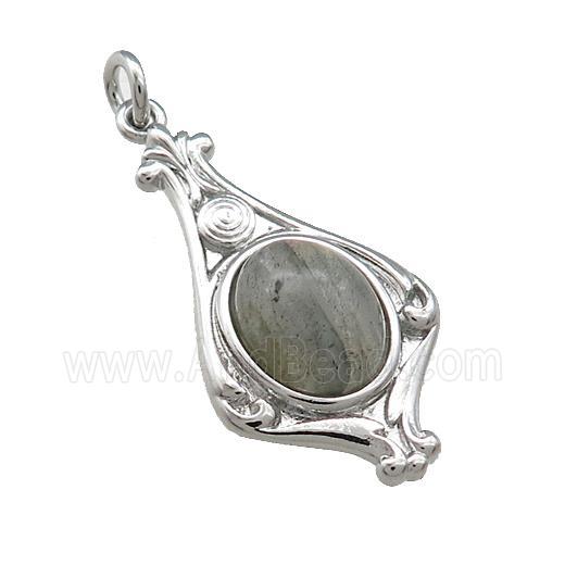 Copper Pendant Pave Labradorite Platinum Plated