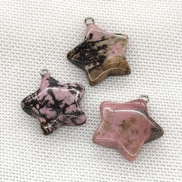Natural Pink Rhodonite Star Pendant