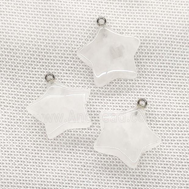 Natural Clear Crystal Quartz Star Pendant White