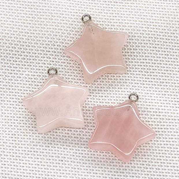 Natural Pink Rose Quartz Star Pendant
