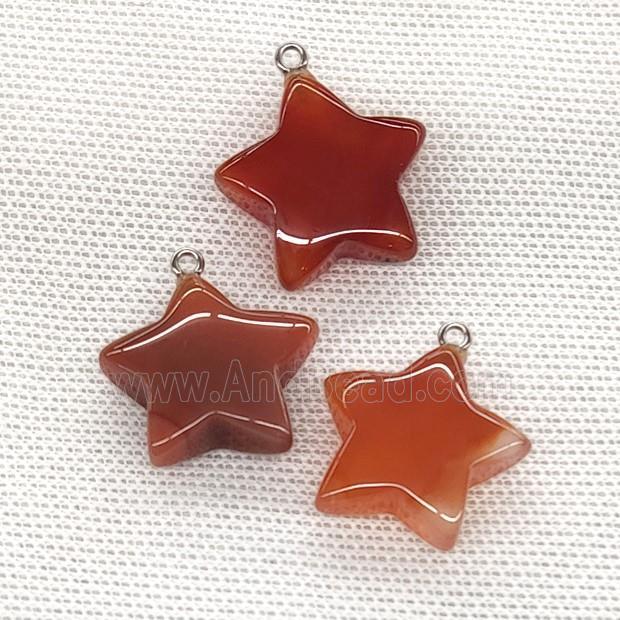 Natural Agate Star Pendant Red Dye