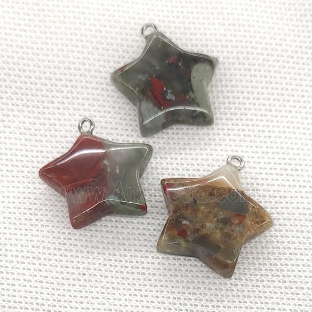 Natural African Bloodstone Star Pendant