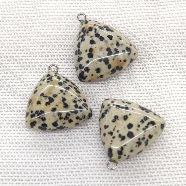 Natural Black Dalmatian Jasper Triangle Pendant