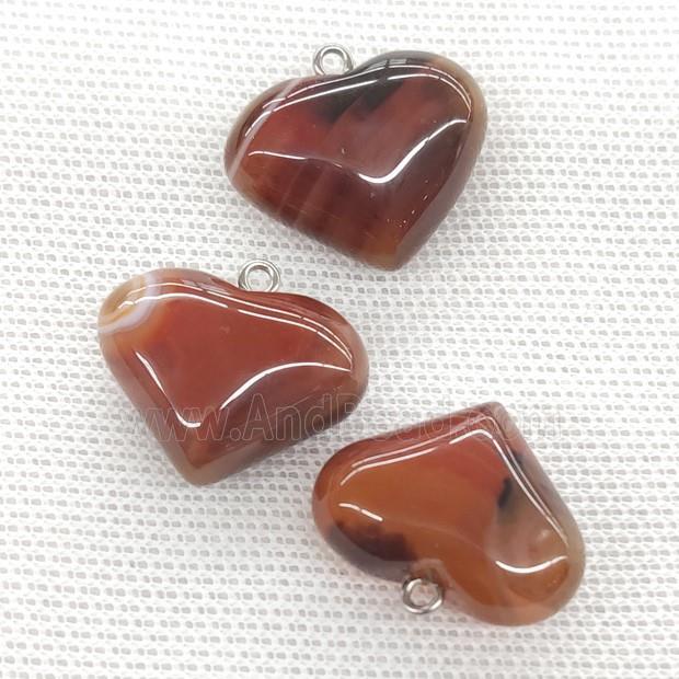 Natural Agate Heart Pendant Red