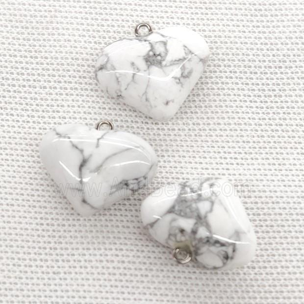 White Howlite Turquoise Heart Pendant