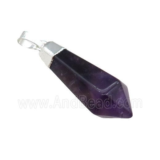 Purple Amethyst Pendulum Pendant Silver Plated