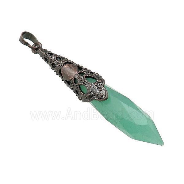 Natural Green Aventurine Pendulum Pendant Antique Red