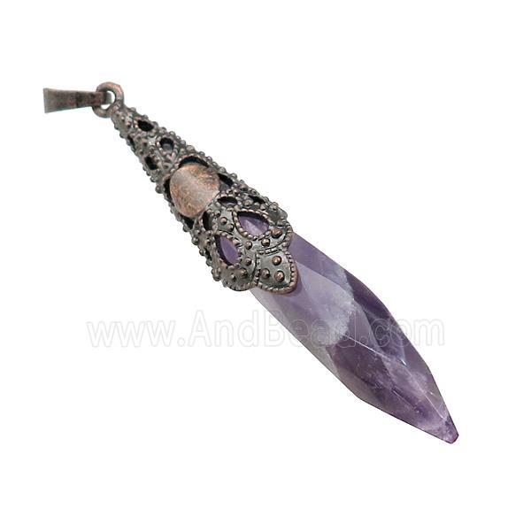 Natural Purple Amethyst Pendulum Pendant Antique Red