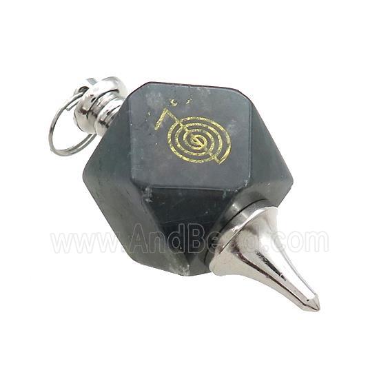 Natural Labradorite Dowsing Pendulum Polygon Alloy Platinum Plated