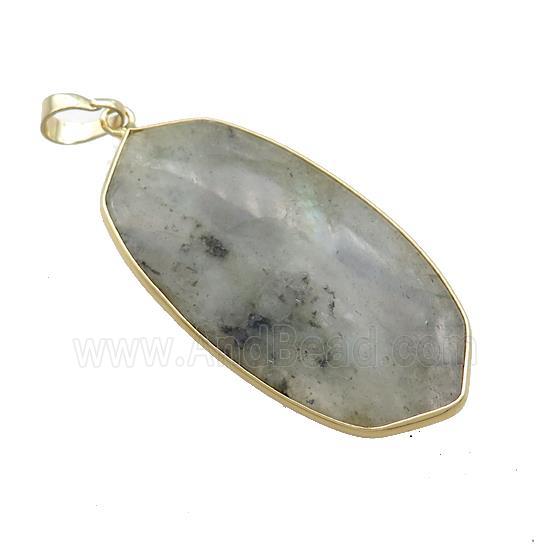Natural Labradorite Oval Pendant Gold Plated