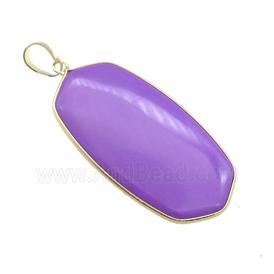 Howlite Oval Pendant Purple Dye Gold Plated