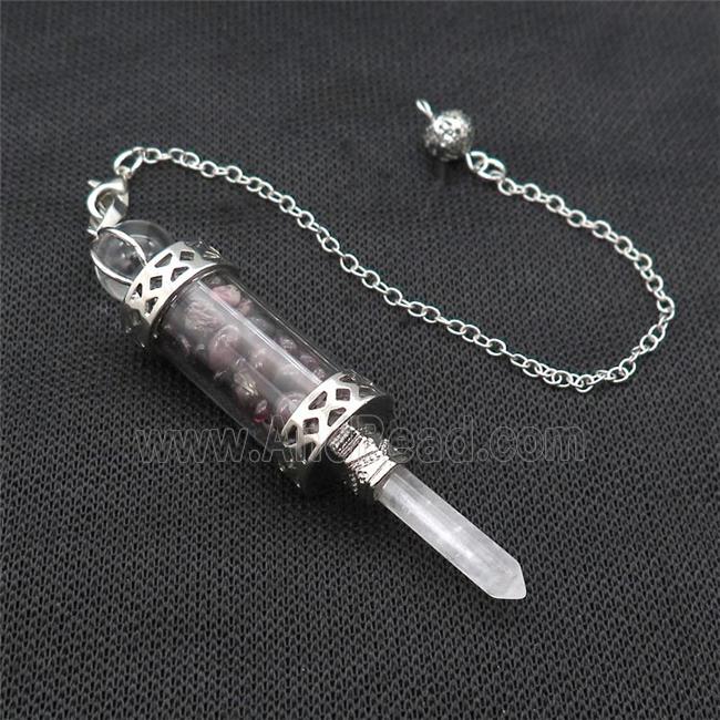 Garnet Chips Pendulum Pendant Crystal With Copper Chain Platinum Plated