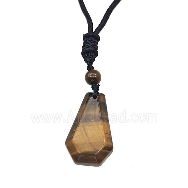 Natural Tiger Eye Stone Necklaces Adjustable Nylon Rope