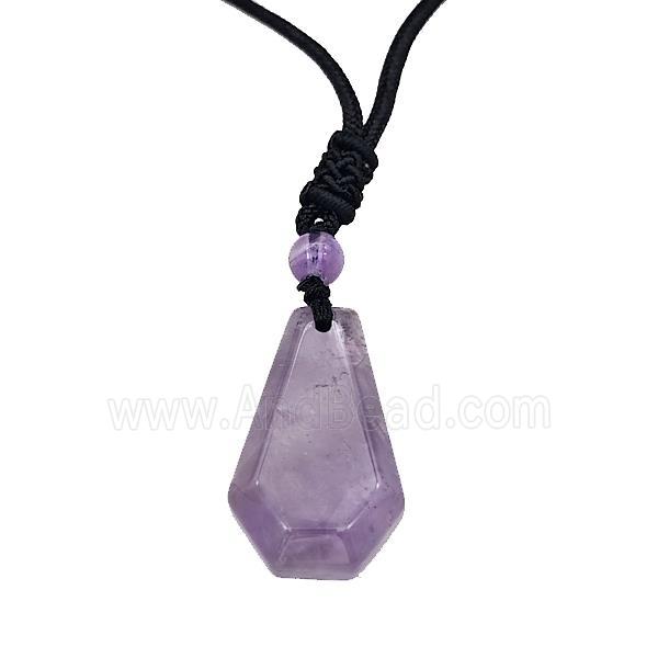 Natural Purple Amethyst Necklaces Adjustable Nylon Rope