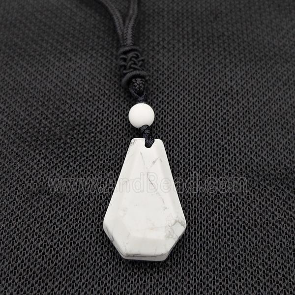 White Howlite Turquoise Necklaces Adjustable Nylon Rope