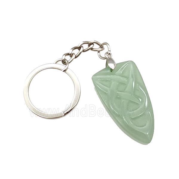 Natural Green Aventurine Pendant Bullet Sailors Knot With Copper Keychain Platinum Plated