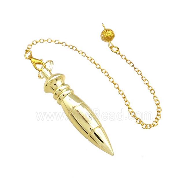Alloy Dowsing Pendulum Pendant With Chain Gold Plated