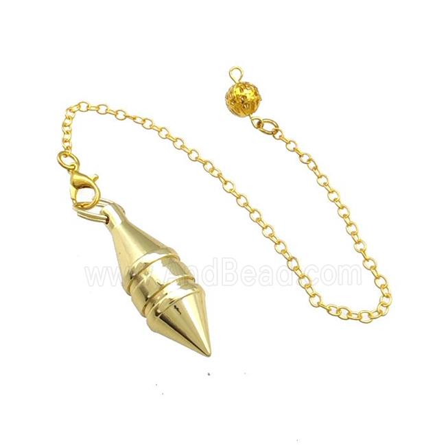 Alloy Dowsing Pendulum Pendant With Chain Gold Plated